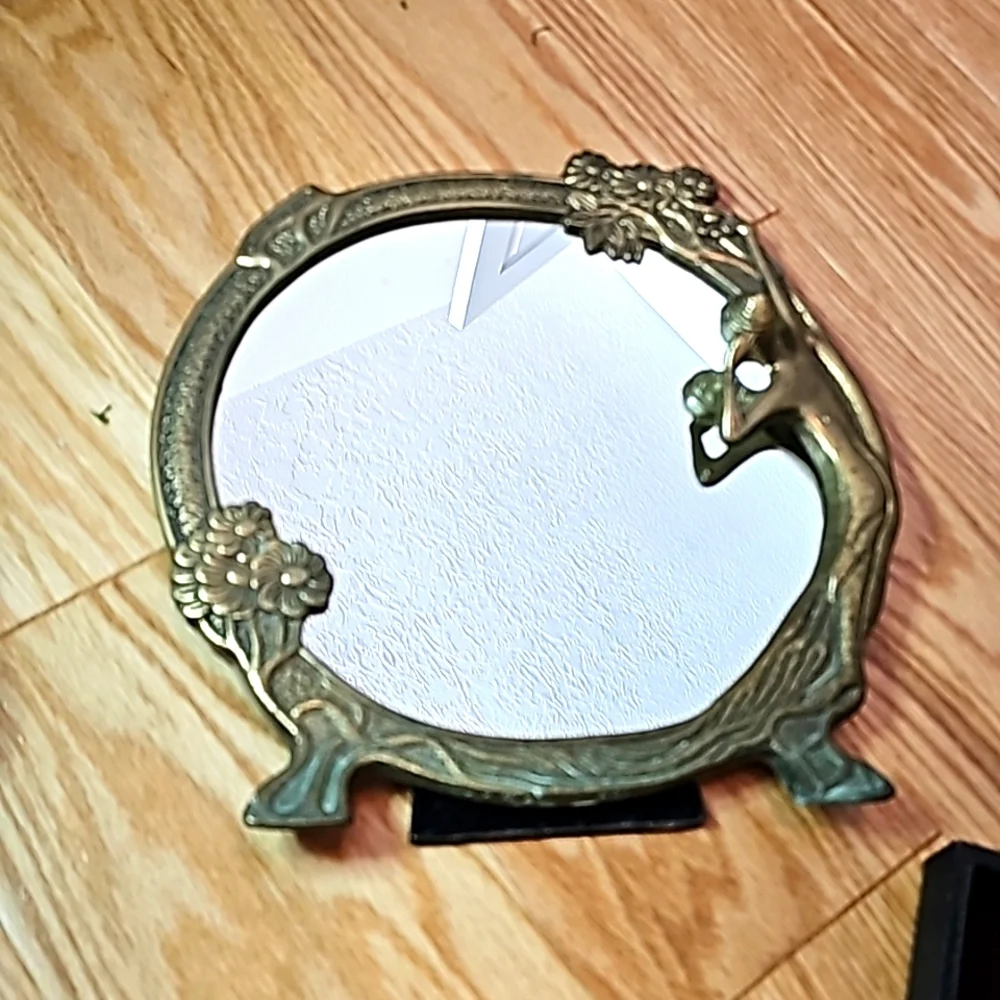 Art Nouveau Brass Legged Mirror